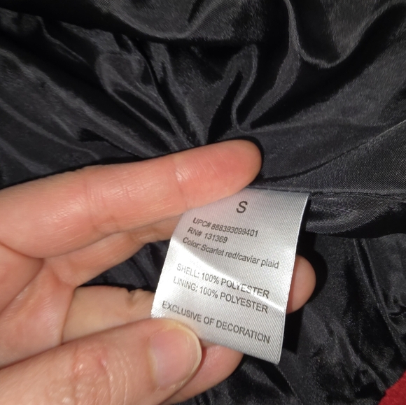 Rampage Carrie Classic Small Double Breast Red & Black Plaid Peacoat Jacket - Picture 9 of 9